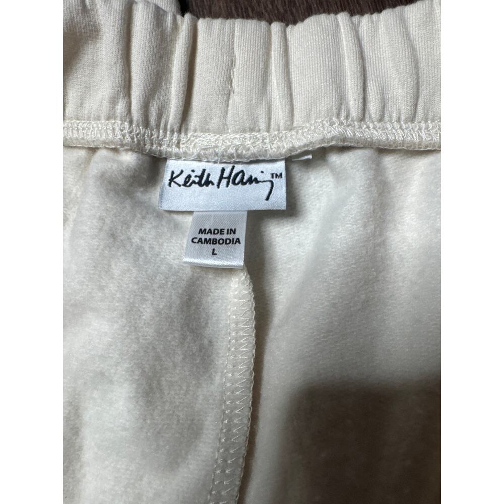 Keith Haring Women’s Large Cream Joggers Heart Graphic Sweatpants - Picture 5 of 8